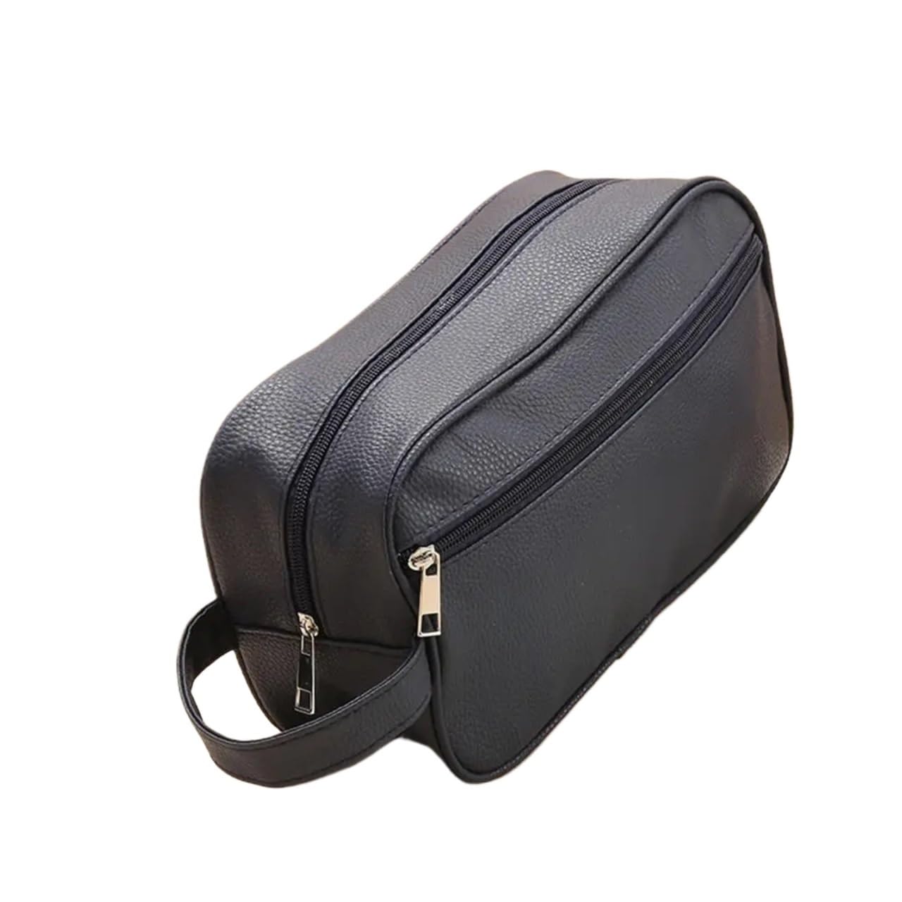 Bolsas De Aseo Bolsa con cierre de cosméticos de viaje for hombre, bolsas de maquillaje de cuero PU, neceser de viaje, organizador de cosméticos, bolsa de almacenamiento de gran capacidad(Dark Blue)