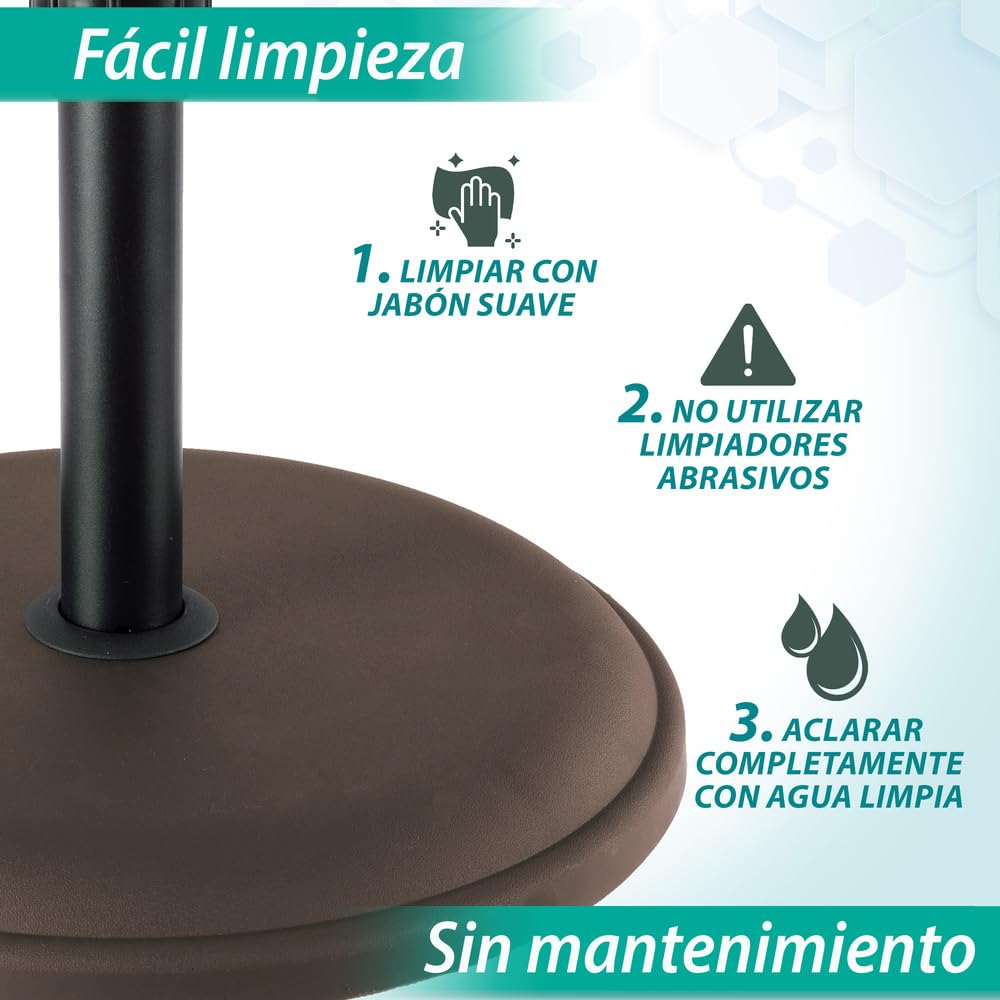 LOLAhome Base de Parasol Marrón de 16 kg de Cemento | De Ø 45x5cm con Tubo de Acero | para parasoles de Tubo Ø 30 a 38 mm | Pintura Resina epoxi Anticorrosión | para Exterior, jardín, terraza