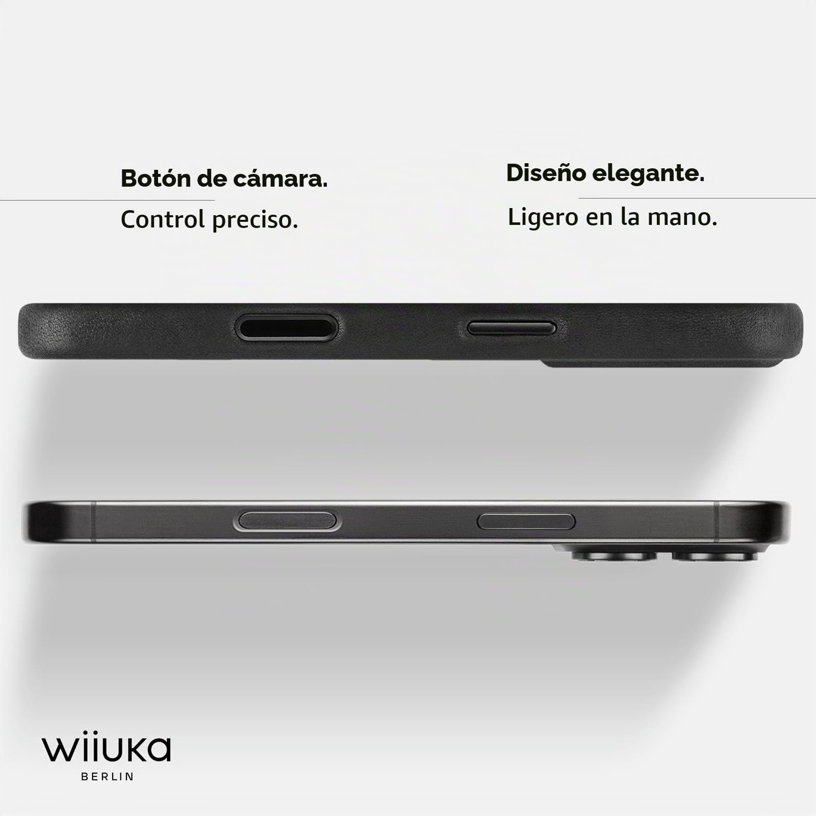 WIIUKA Funda para iPhone 17, cuero de Alemania, funda de cuero extra delgada, funda premium para teléfono móvil, estuche, Qi, skiin More, Vintage Negro