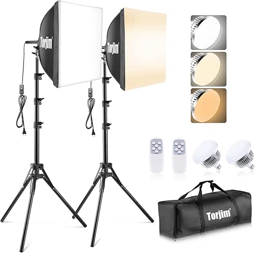 Torjim Softbox Photography Lighting Kit, 16'' x 16'' Professional Softbox
