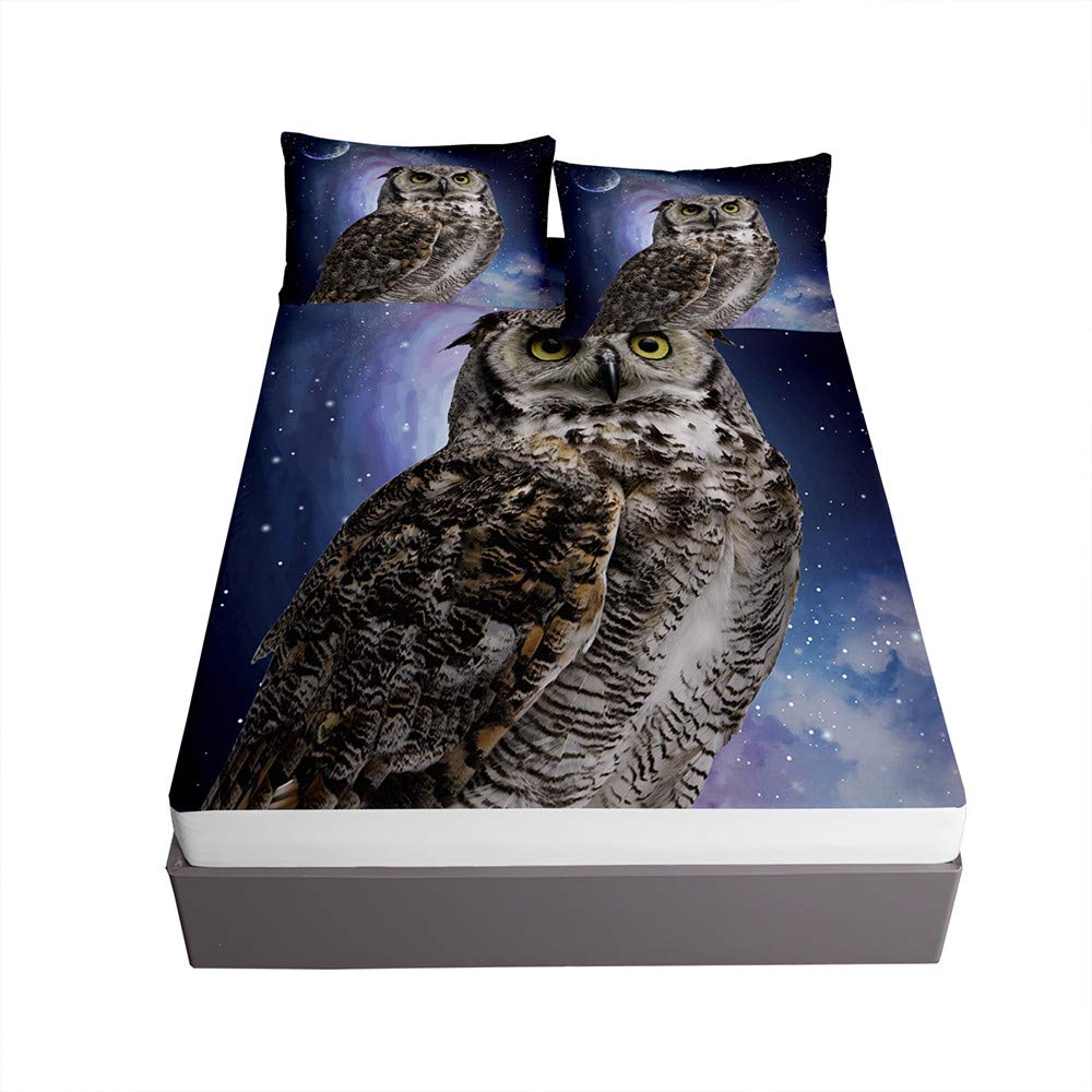 Drap housse chouette impression pour chambre d'enfant et ado galaxie