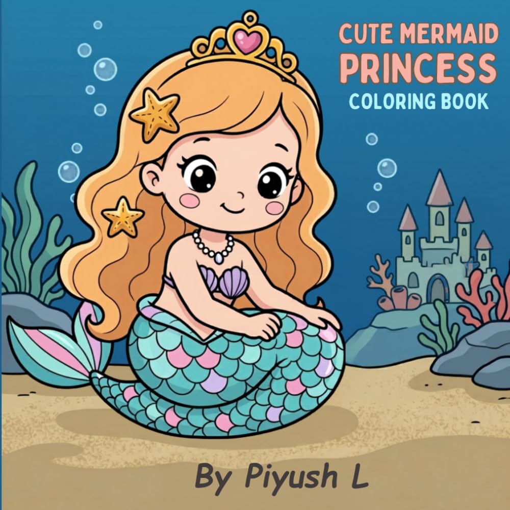 Cute Mermaid Princess Coloring Book: Adorable Underwater Coloring Pages for Kids Ages 3-8 — Fun Mermaid Activity Book for Girls