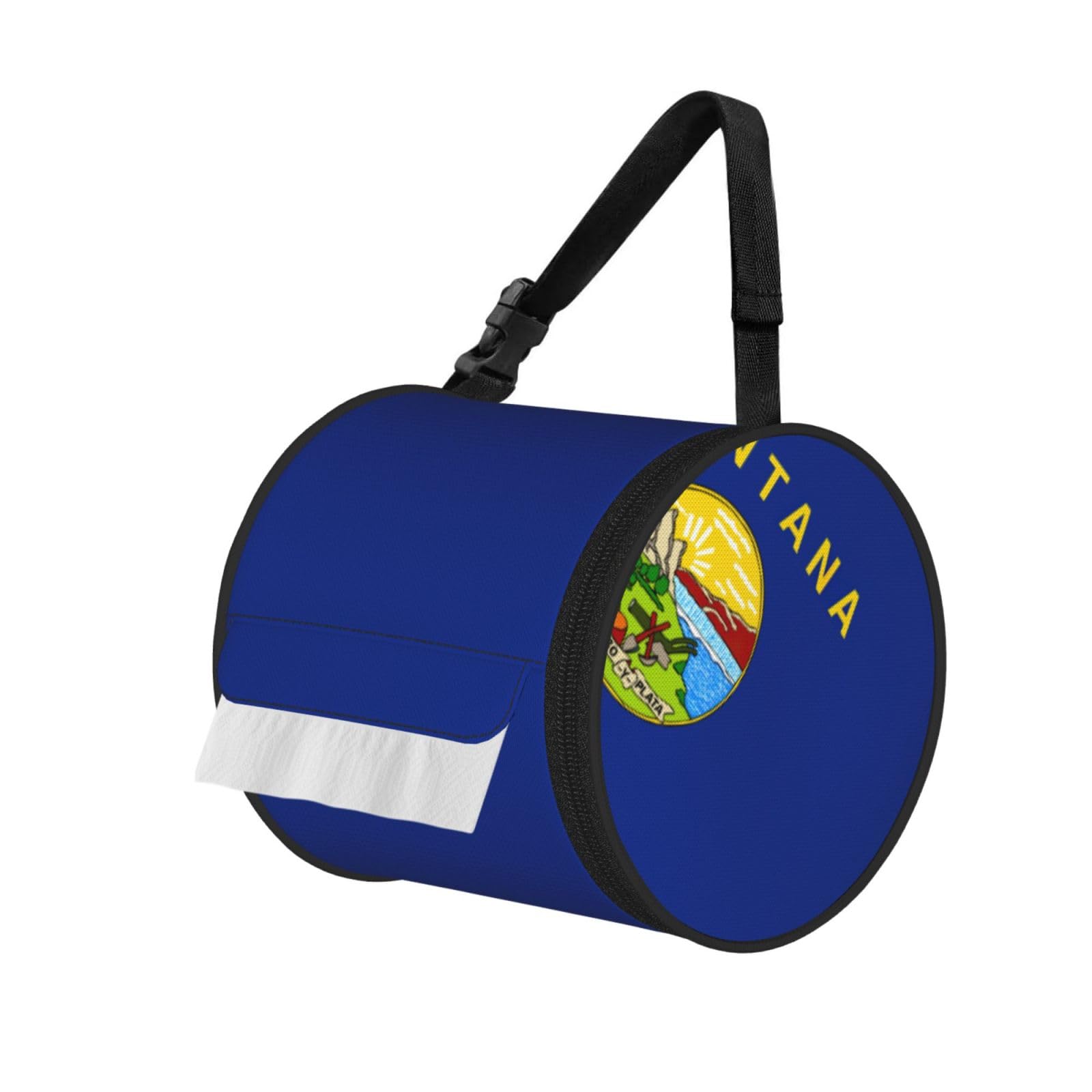 Montana State Flag Print Fashion Tissues Organizer Box, Hanging Tissue Holder For Purse Coins For Car Office Daily Outing