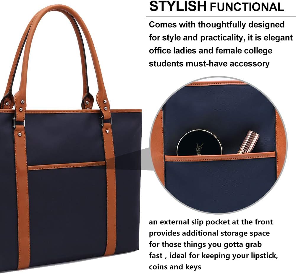🔥 Cаѕhbасk uр tо 70% Laptop Bag 15.6 17 Inch Laptop Bag for Women Nylon Work Tote Bag Water-repellent Briefcase Large Teacher Bag Lightweight School Bags for College Students Office Ladies