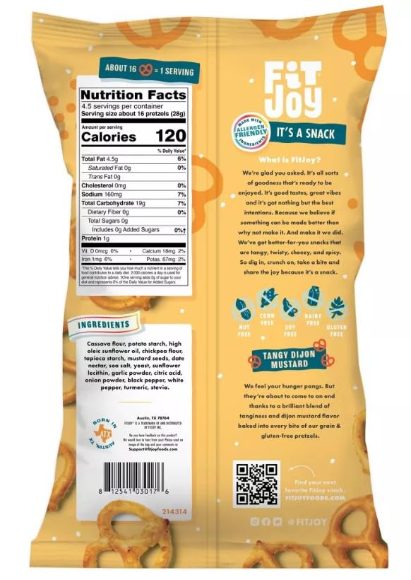 FitJoy Pretzel Twists Variety - Tangy Dijon Mustard, Sea Salt, Everything Bagel - Pack of 24 (0.5 Oz)