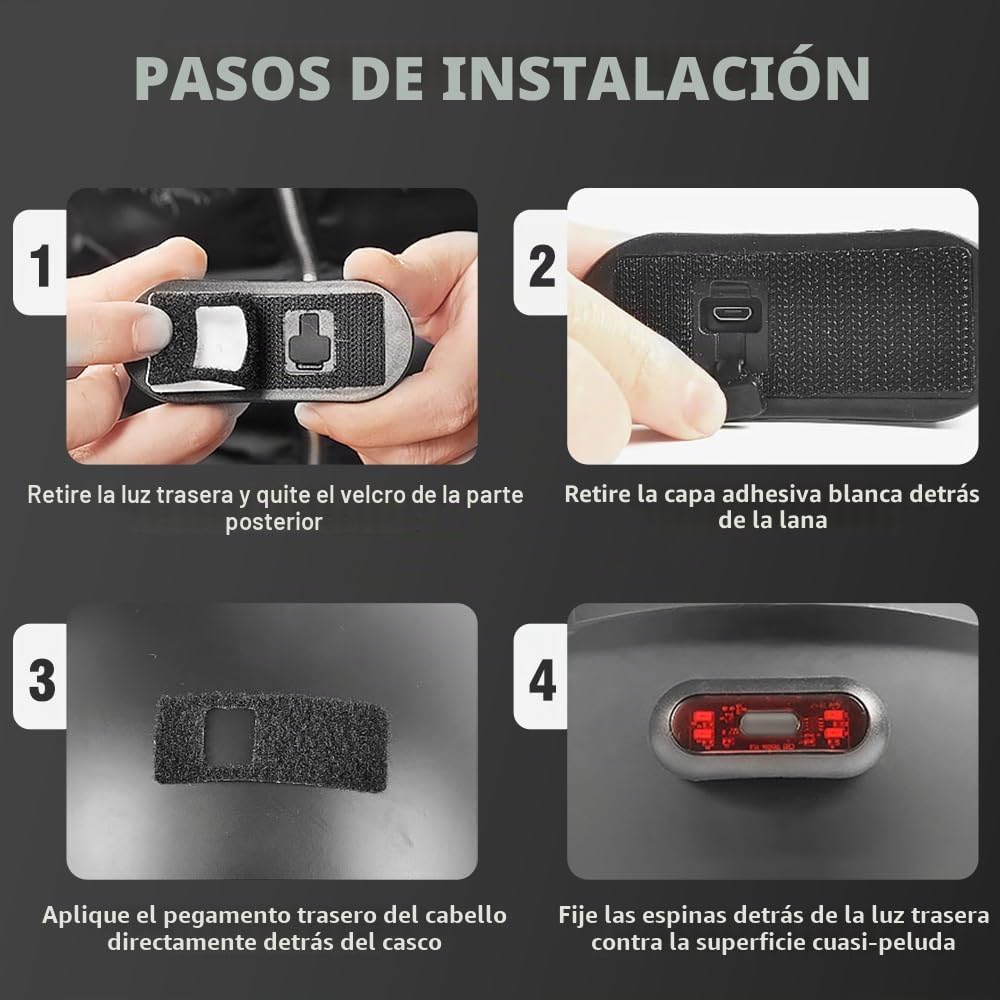 Riloer Luz Trasera LED para Bicicleta Trasera, Luz Nocturna para Casco de Motocicleta, Recargable por USB, para Casco de Bicicleta, Mochila, lámpara Deportiva, Tira de señal de Seguridad