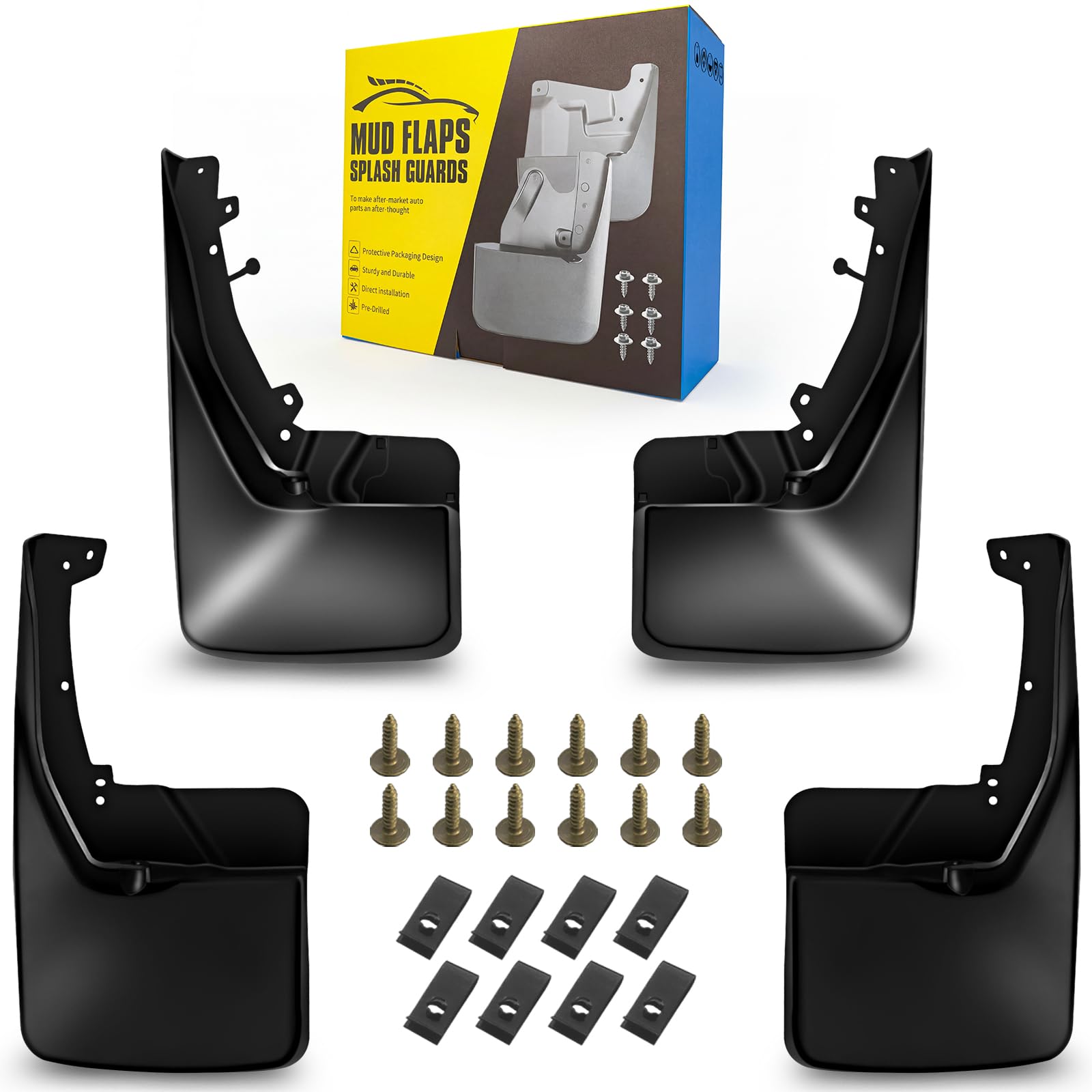 Mud Flaps Fit for 2009-2010 Do-dge Ram 1500/2500/3500, 11-18 Ram 1500/2500/3500, Fit with Single Rear Wheels, Not fit Vehicle with Fender Flares, Four Seasons Universal Protection, Front/Rear