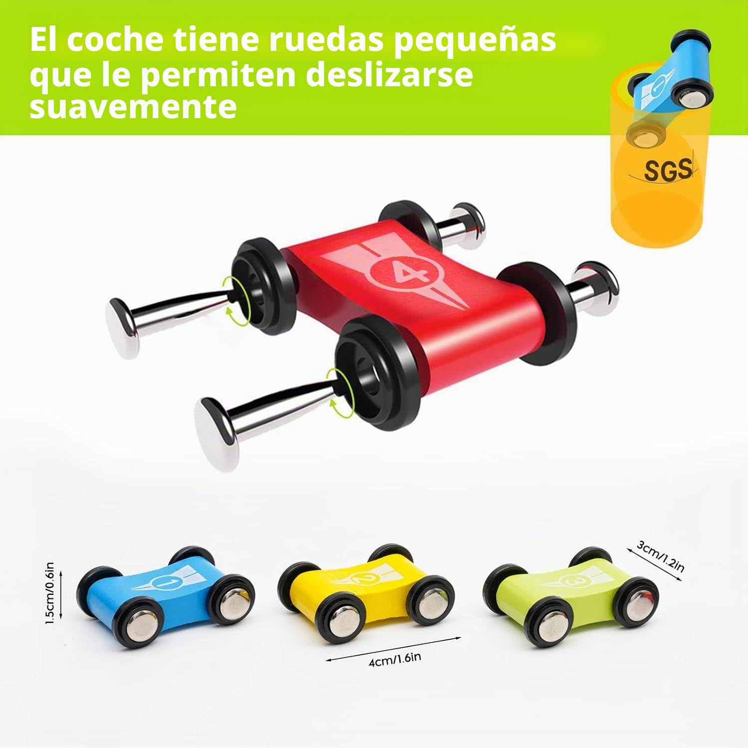 Juguete Rampa Coches Madera Pura con 4 Coches |Juguetes para Autos niños |corredera para Autos |Pista Coche Madera Regalo de Juguete Educativo para 1 2 3 4 años
