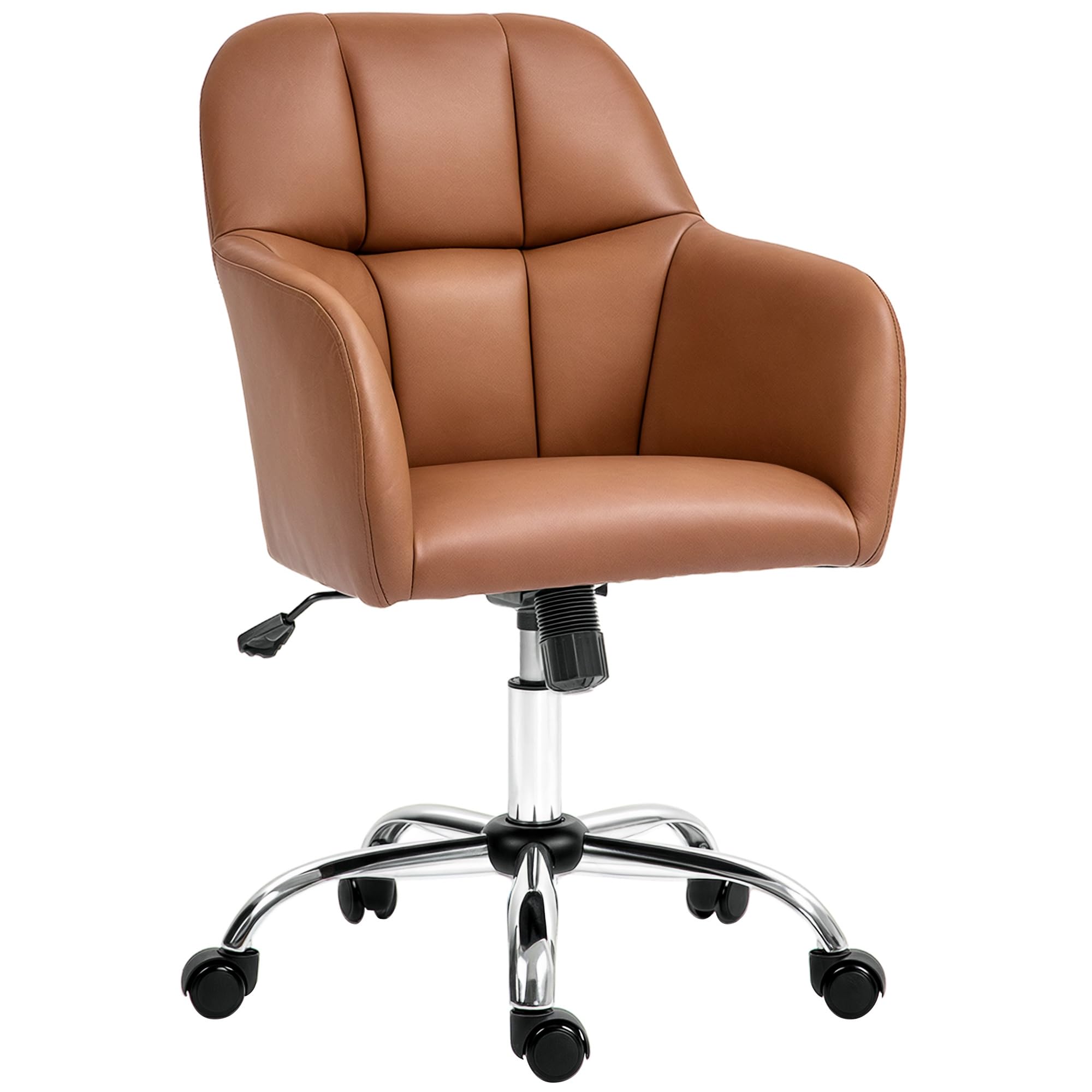 DoChair Bureaustoel van leer, ergonomisch, 135° kantelfunctie, in hoogte verstelbaar, met hoofdsteun, verstelbare armleuningen, bruin, SDA022 Brown-DC-FR