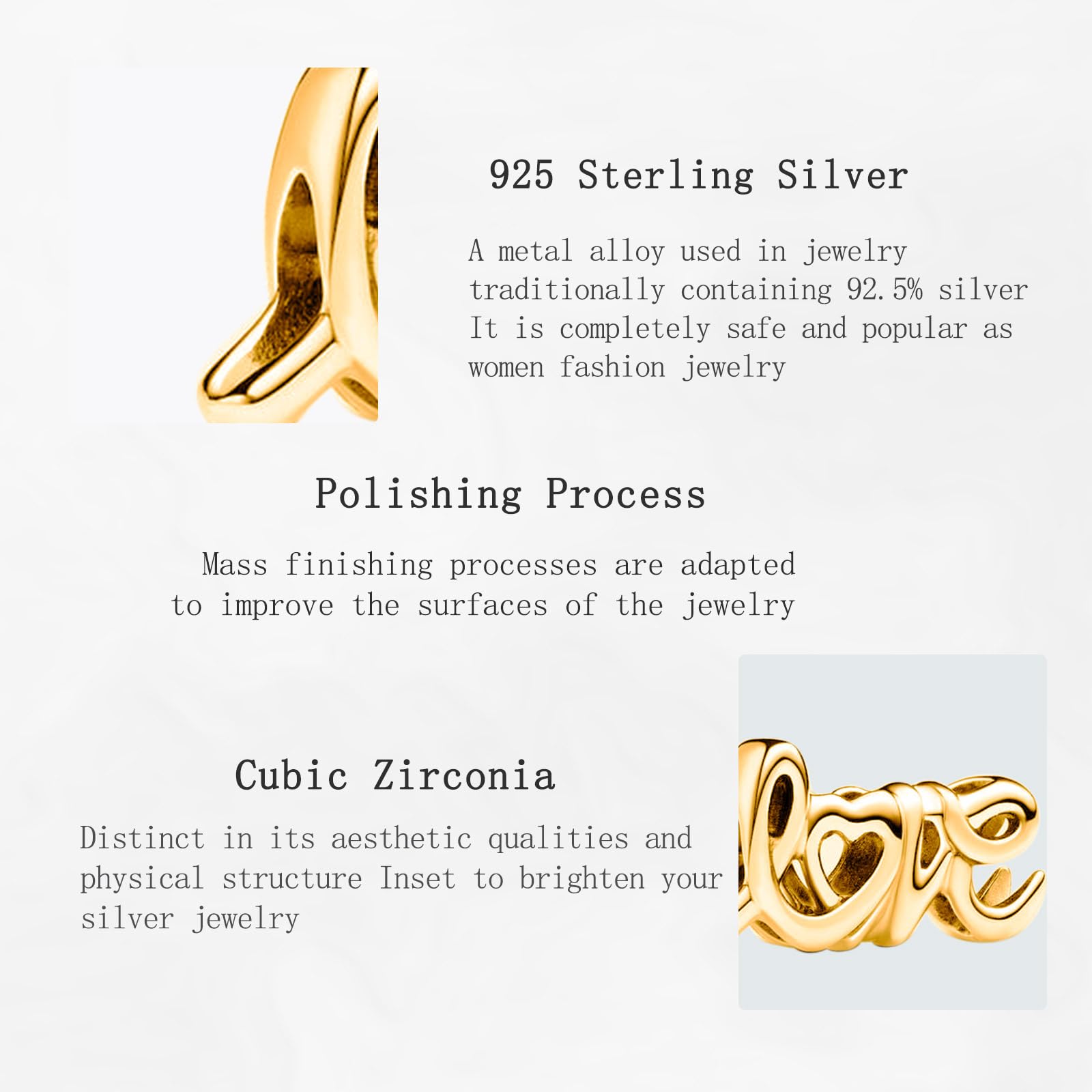 Charms Abaloriosde Cuentas Plata de Ley 925 con Circonita Cúbica Golden Heart Love Friend Leaf Flower Bird Car Charms Colgante Compatible con Niña Mujer Europeo Pulsera Collar