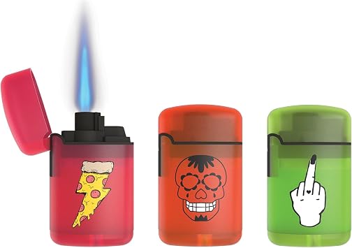 Zengaz Prefilled 3 Pack Cool Torch Lighters - Refillable Butane Lighter, Windproof Jet Flame, Rubberized Matte Finish, No Flint for Men & Women Plus Free 18ML Refill, Go with The Glow, 3-Count