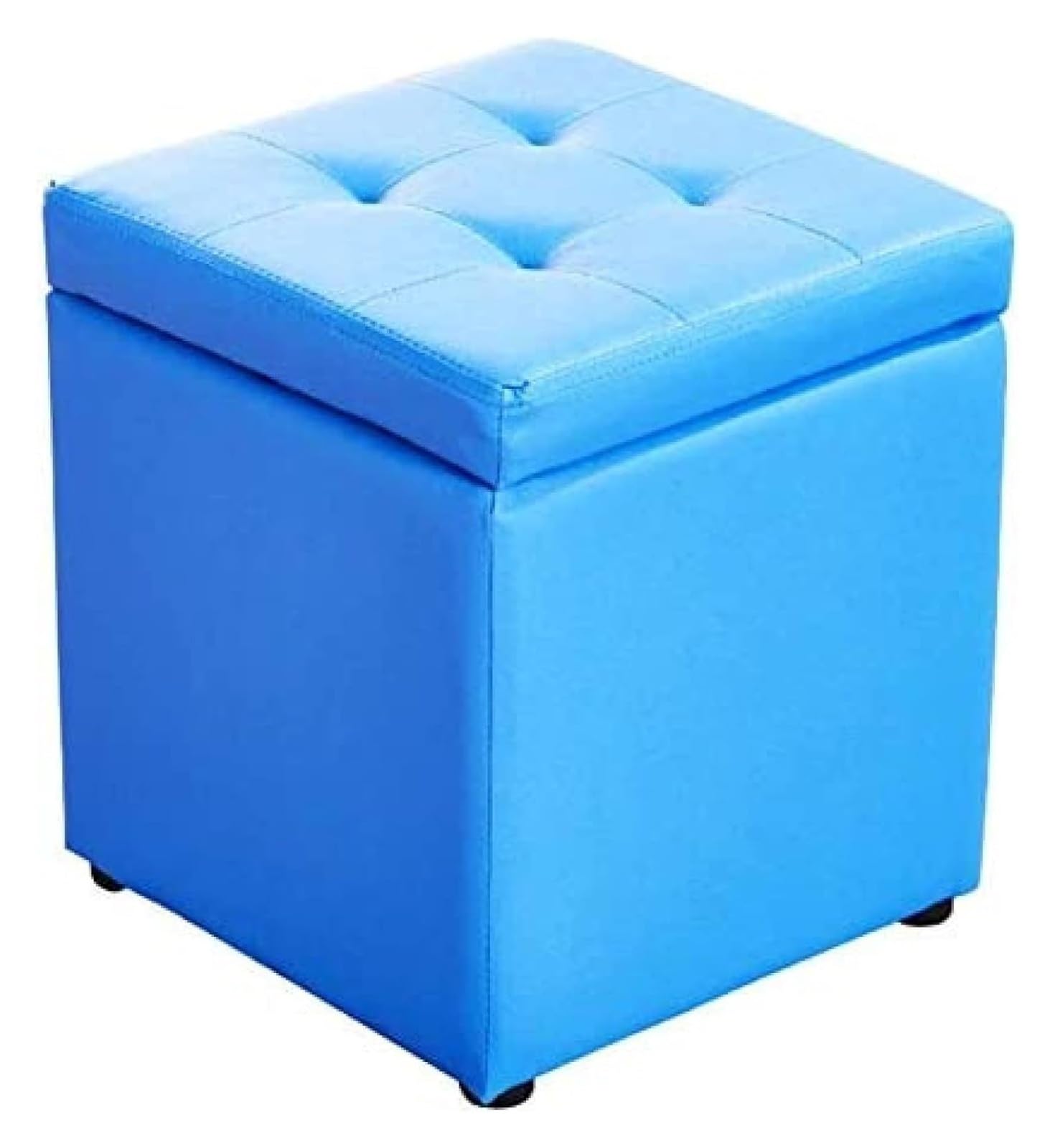 Pouf de rangement bleu pour un salon ordonné et un siège d'appoint