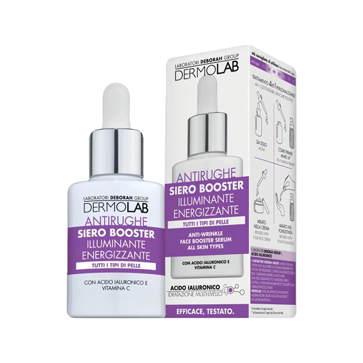 DERMOLAB Kit Anti Età : Maschera - Struccante bifasico - Latte detergente - Tonico - Gel contorno occhi - Crema rimpolpante - Siero booster + Pochette