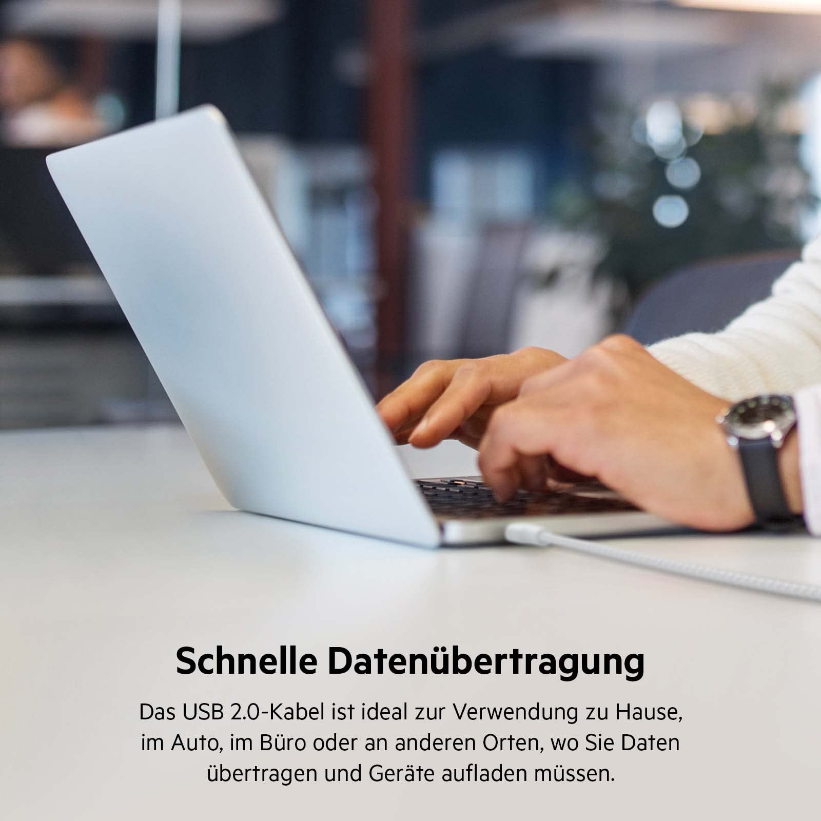 Belkin USB-C/USB-C-Kabel, 100 W Power Delivery USB-IF-zertifiziertes 2.0-USB-C-Ladekabel mit doppelt geflochtenem Nylonmantel, iPhone 17, 16,15, iPad Pro, MacBook, Galaxy S24, Pixel, 2 m - Weiß