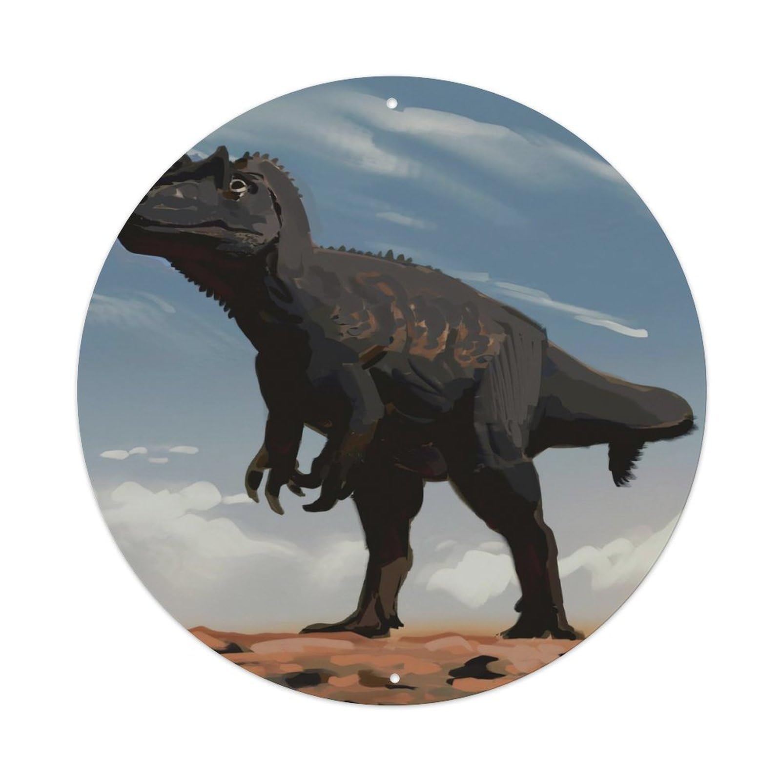 Dinosaur Poster Tyrannosaurus Prehistoric Dinosaurs Vintage Metal Tin Sign Plaque Wall Decor for Cafe, Club, Garden Round Metal Poster 8x8Inch
