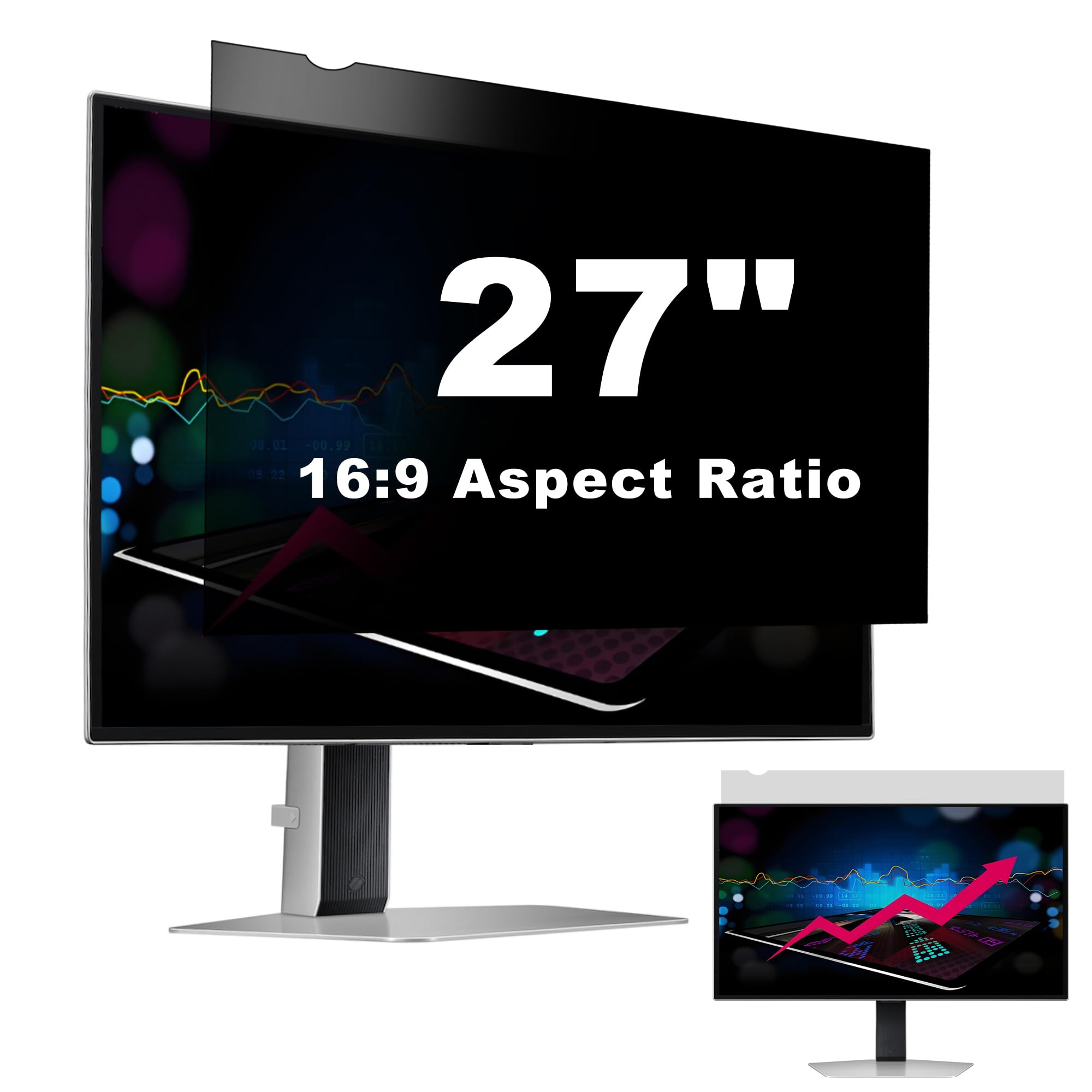 Computer Privacy Filter for 27" Screen 16:9 Aspect Ratio Anti-Glare Blue Light Blocking Screen Protector - W x H:-image-44