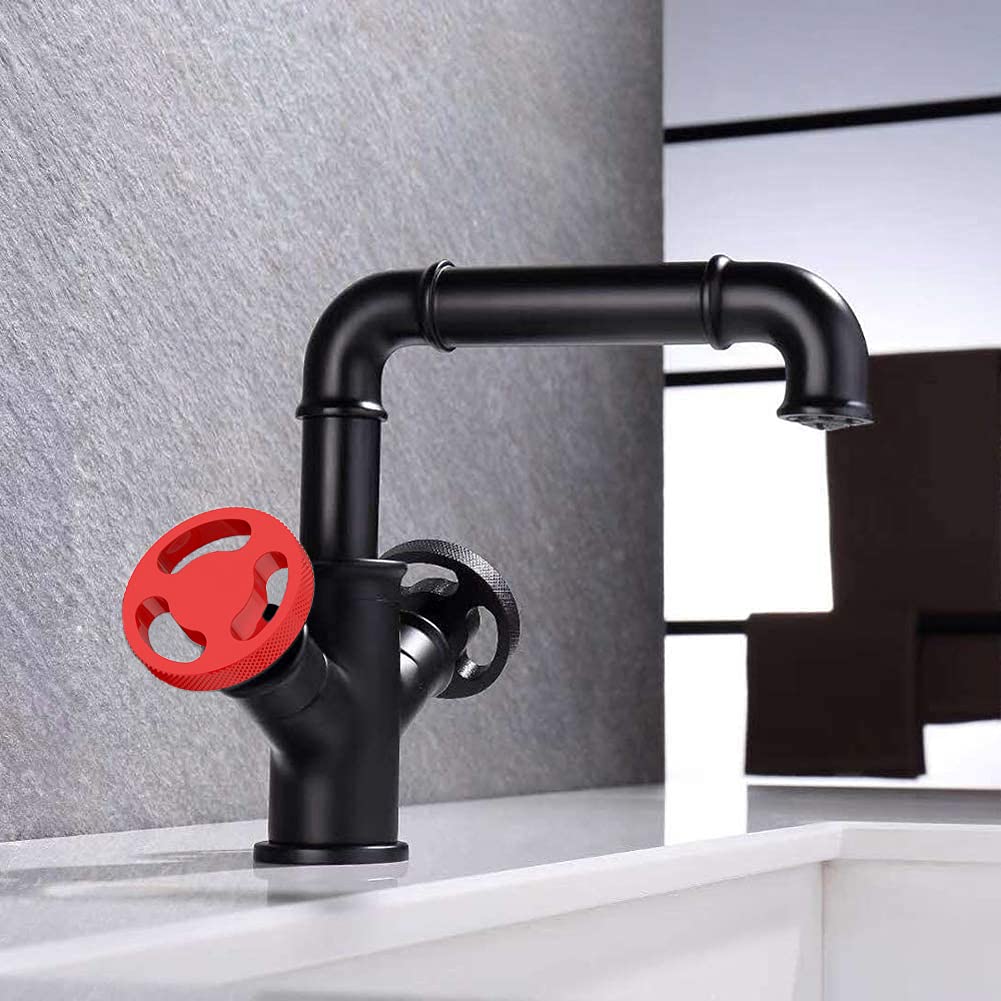 Grifo Lavabo Fregadero Vintage Estilo industrial Steampunk Hotel Mezclador Doble Manejar Grifo para Baño o Cocina, Agua Fría y Caliente