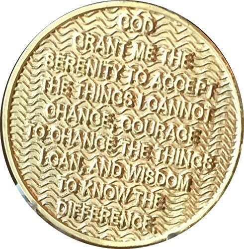 RecoveryChip 2 Year AA Medallion Reflex Polished Bronze Serenity Prayer Chip II image 5