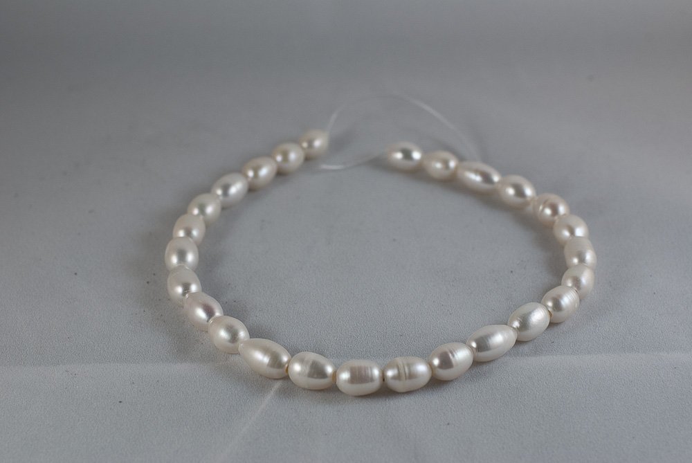 Freshwater Big Hole (2mm) Pearl, White, 10~12mm Rice Shape, Sold per 14-inch Strand.