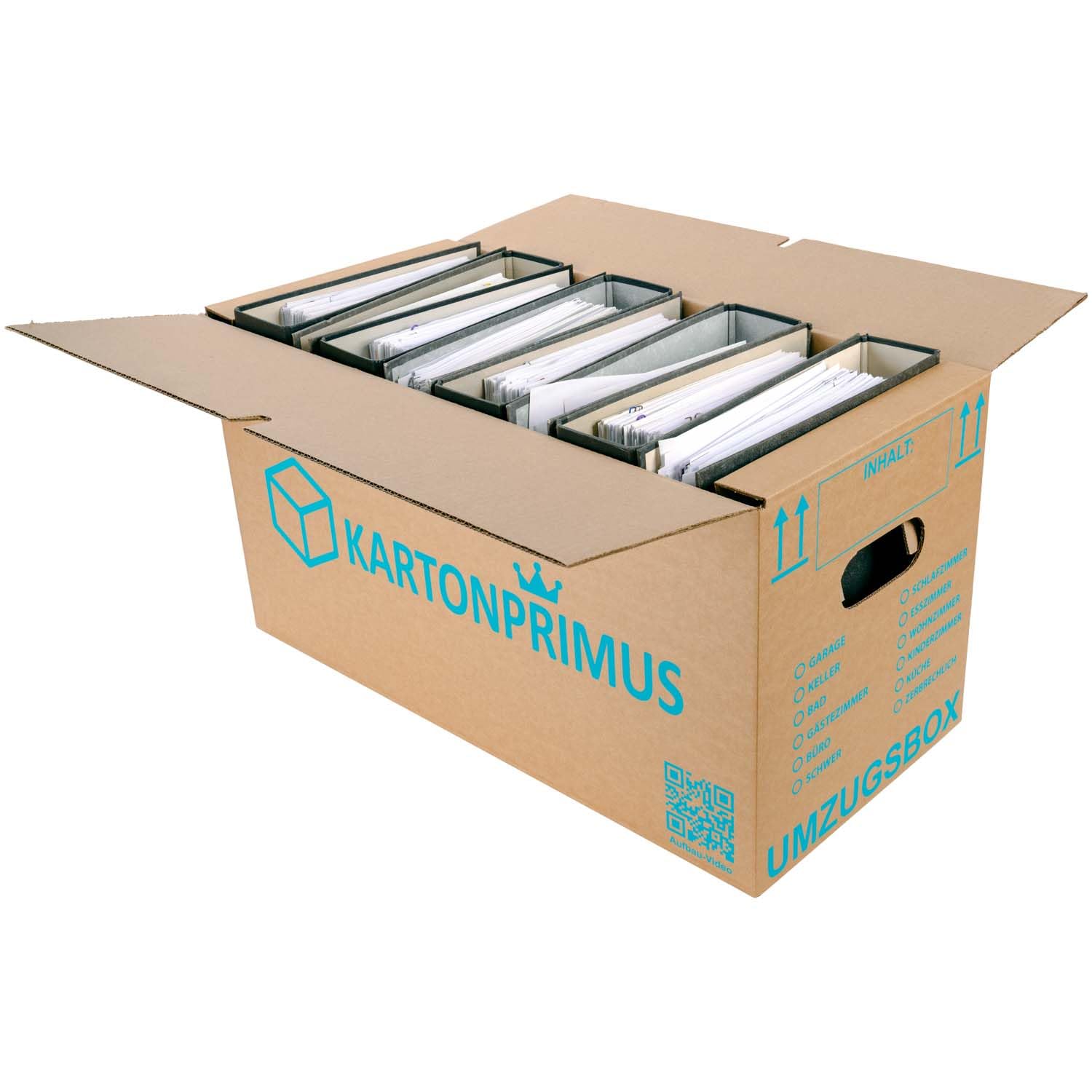 10 Umzugskartons 620 x 300 x 330 mm zweiwellig stabiler Karton bis 40 kg verstärkte Griffe und stapelbar Umzugkarton Umzugsbox Bücherkarton Archivbox Ordnerkarton Umzugskiste (10 Stück)