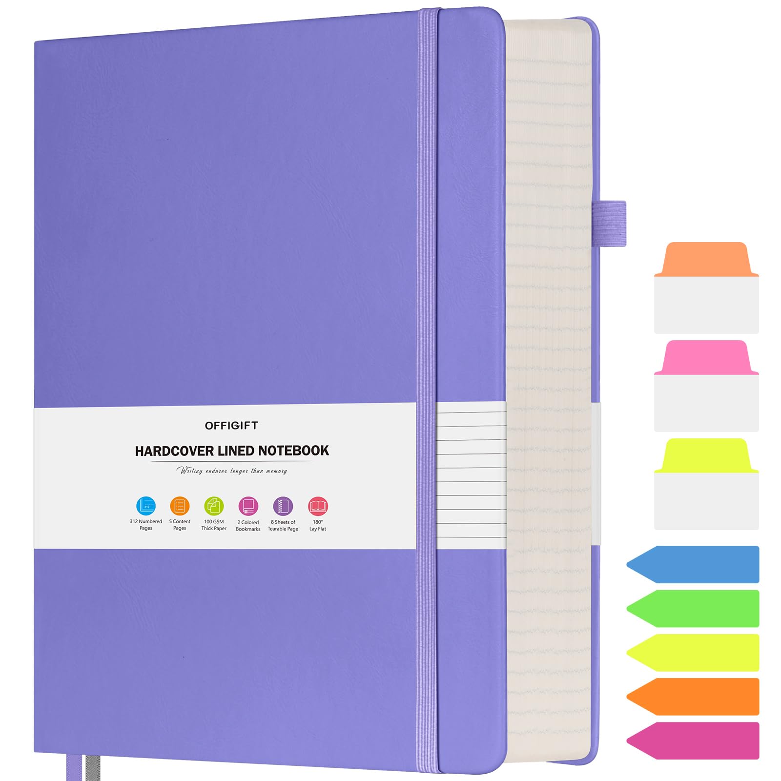 Lined Notebook Journal for Women Men, Large A4 College Ruled Notebook, 312 Numbered Pages Notebooks for Work, 100gsm Paper Daily Journal, Hardcover Vegan Leather Journals for Writing Office, Purple