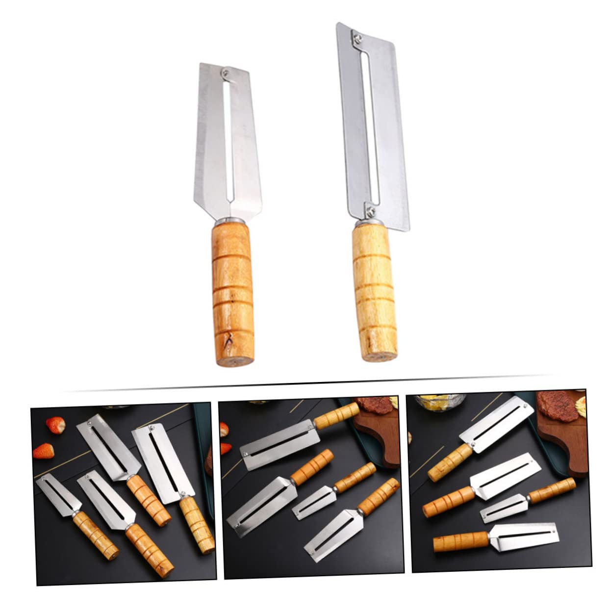 VOSAREA 2 Ensembles Éplucheur Inoxydable pour Fruits Et Légumes Couteau À Éplucher Canne À Sucre Et Ananas Manche Antidérapant Multi Usage Cuisine Et Restaurant 2 Pièces *
