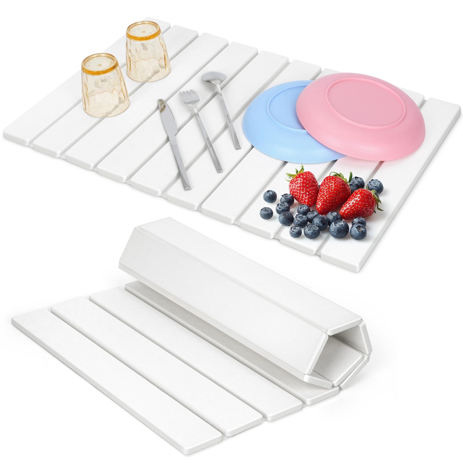 Hihikid Stone Drying Mat for Kitchen Counter, Large Stone Dish Drying Mat Foldable, Eco-friendly Absorbent Diatomaceous Earth Mats, Quick Dry Absorbent Drying Mat for Dishes Bottles Cups, 23.6