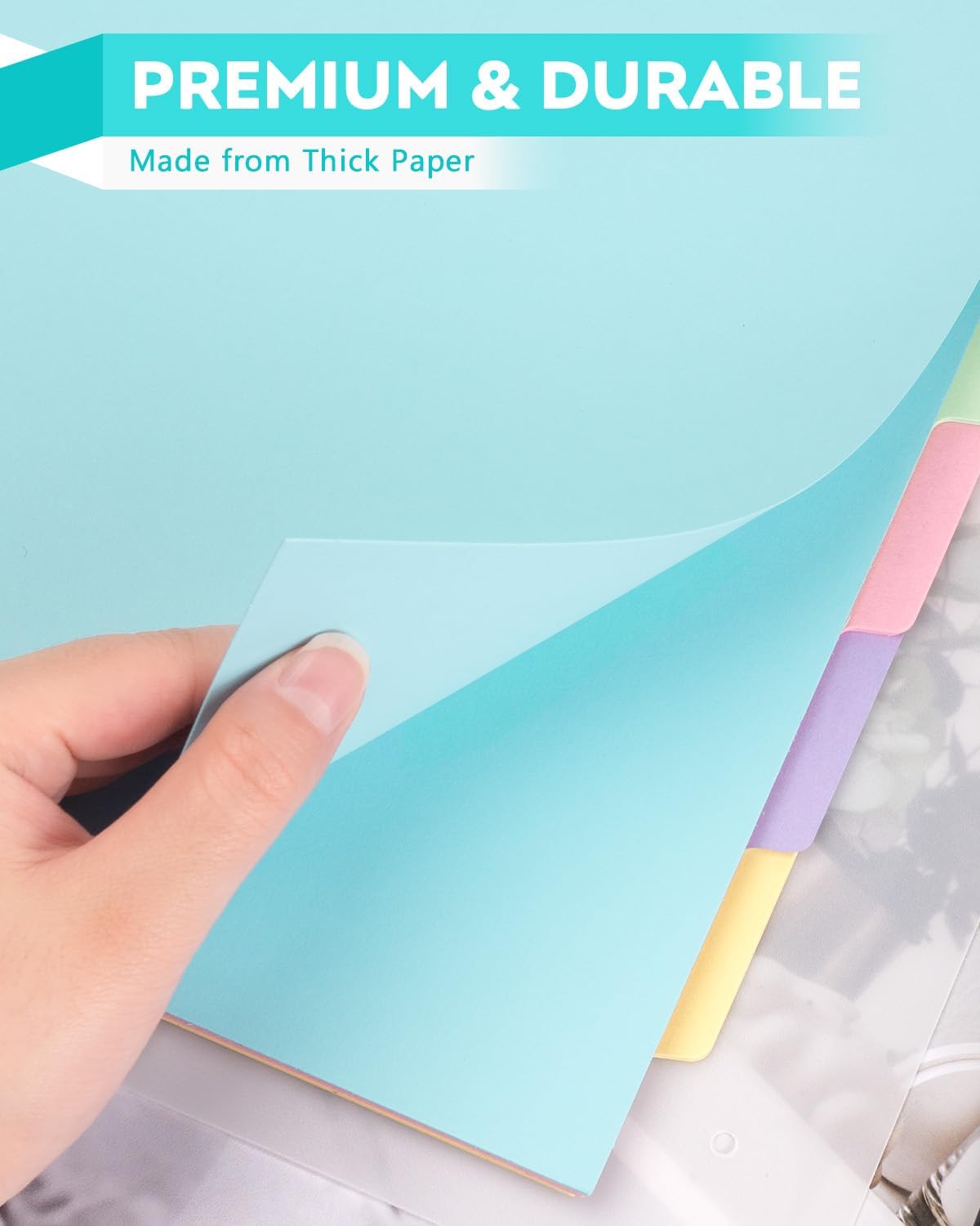 Dynta 3 Ring Binder Dividers with 5 Tabs Bulk 150 Pcs/30 Sets 8.5 x 11 Inches, Letter Size, 5 Colors Durable Paper 3 Hole Punch Index Divider for Kids, Women, Students