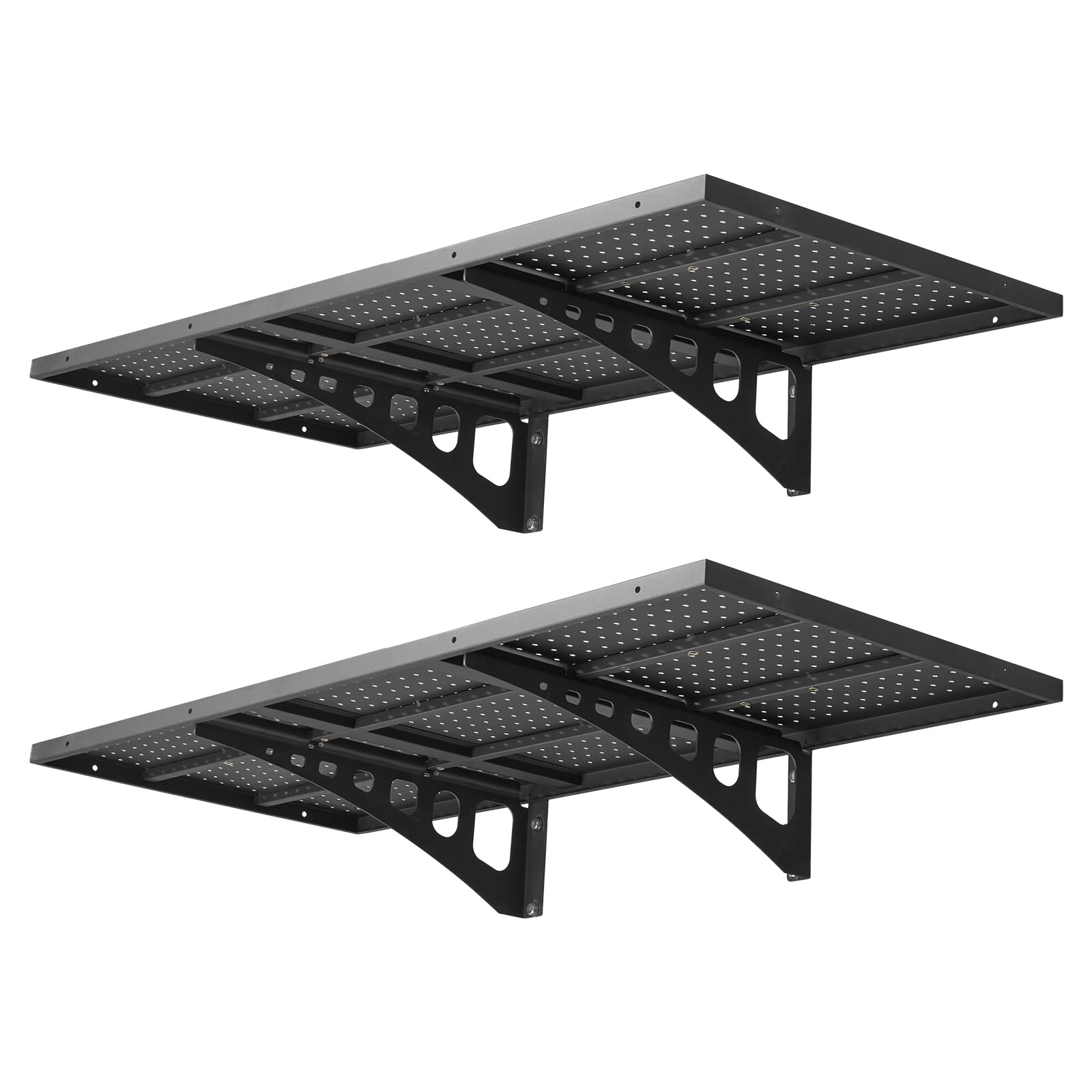 VEVOR Mensola da Parete Portaoggetti per Garage Officina 2 pezzi 122x50,3 cm, Pannelli Forati Scaffale Portaoggetti 2 Ripiani Carico Singolo 127 kg per Lavanderia Cucina Officina, Nero