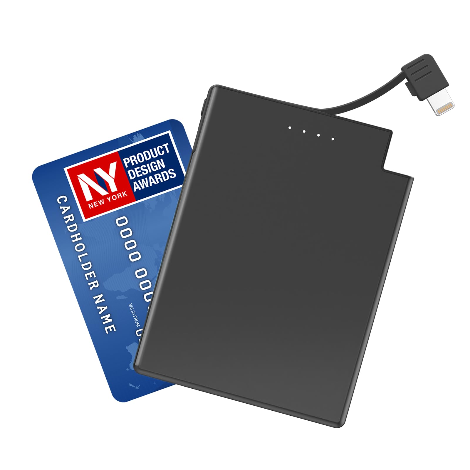 TNTOR Portable Charger, Lightweight Ultra Slim Power Bank with Built-in Lightning Cable, Portable Credit Card Size Power Bank Compatible with iPhone (Not for iPhone 17 16 15 series)