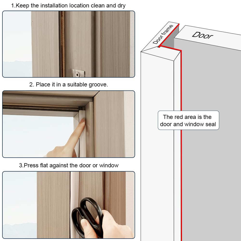 Guarnizione per porta e finestra, 15m Bianco Guarnizione gomma finestra alluminio, finestre in PVC guarniziones gommas, Guarniziones per Porta Finestra, per portes e finestre in LegnoAlluminio.