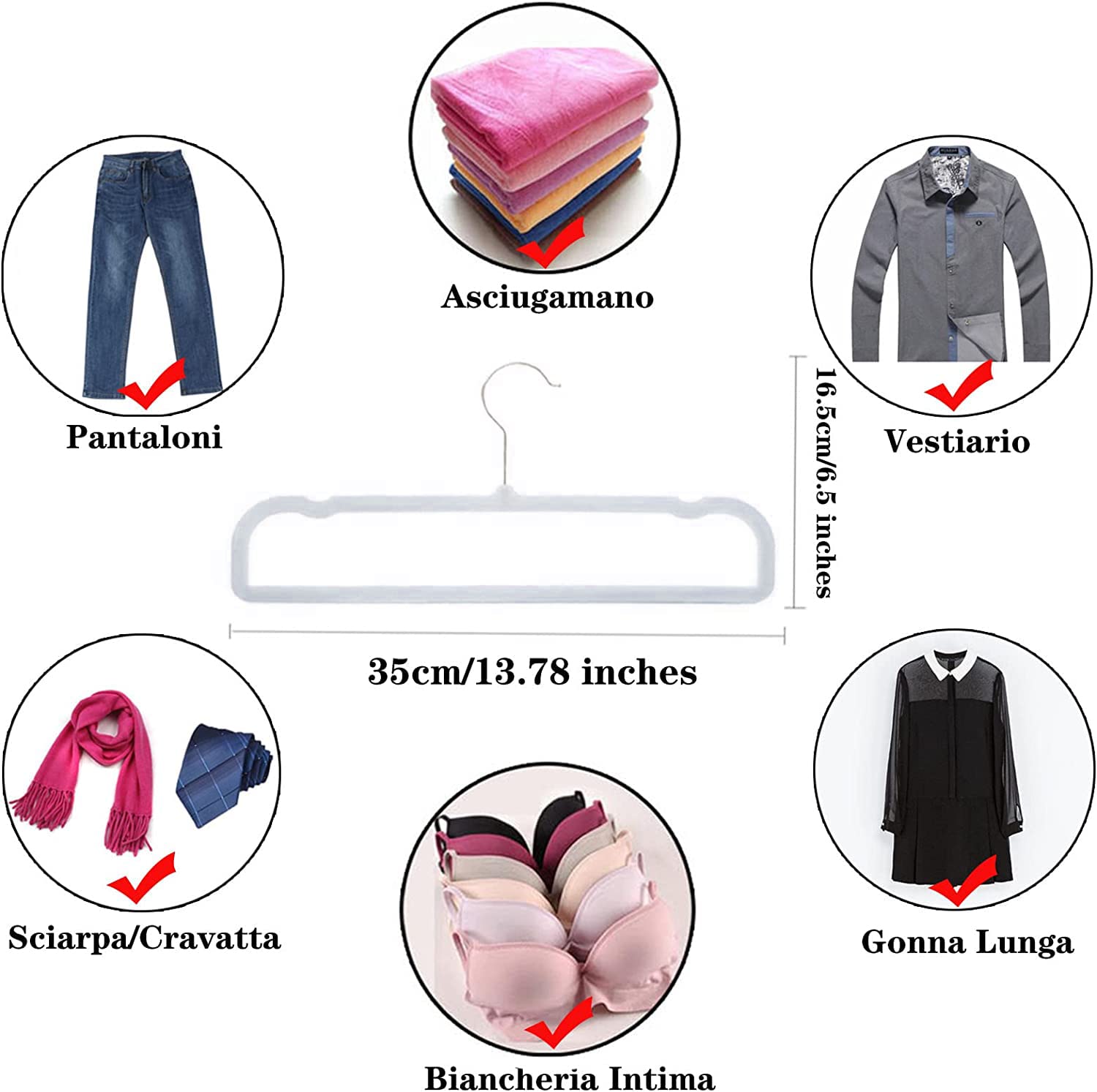 Grucce Pantaloni,10 Pezzi Appendiabiti per Pantaloni Salvaspazio,35cm Grande Antiscivolo Grucce per Pantaloni Velluto,Capacità di Carico Elevata Attaccapanni per Vestiti,Sciarpe, Asciugamani（Grigio）