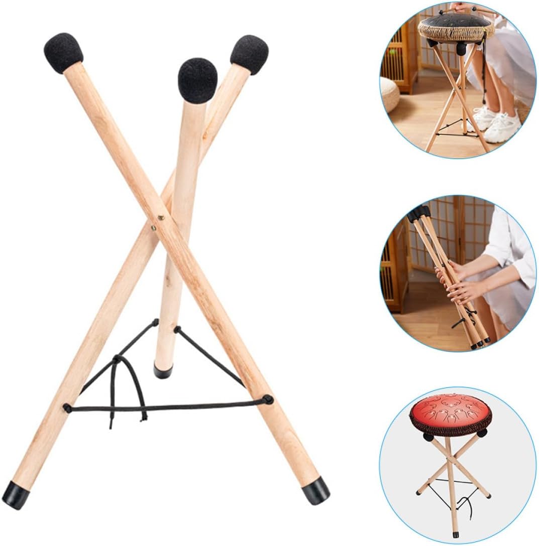 Tongue Drum Stand Wooden Bracket for Tongue Drums Portable Tripod Design for Stable Display Holder for Beginners and Professionals