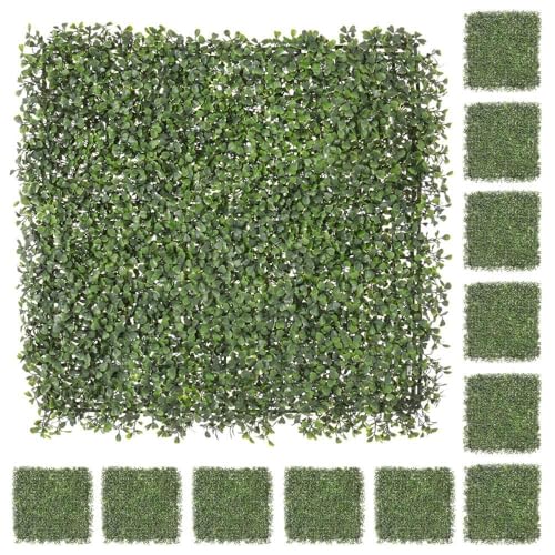 LOLAhome Jardín Vertical Artificial Estilo Boj Natural | 3 m2: 12 Paneles de 50x50 cm | PVC: 5 años protección UV | Realista y Elegante, Fácil instalación | para Interior y Exterior | Jardín Vertical