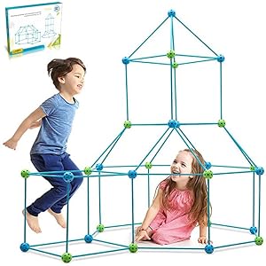 140 Pcs Kit De Construcción De Fuertes para Niños 3 a 12 años, Juego De Construcción para Interiores con Palos De Construcción,Túneles De Construcción De Fortalezas De Bricolaje, Tienda De Campaña