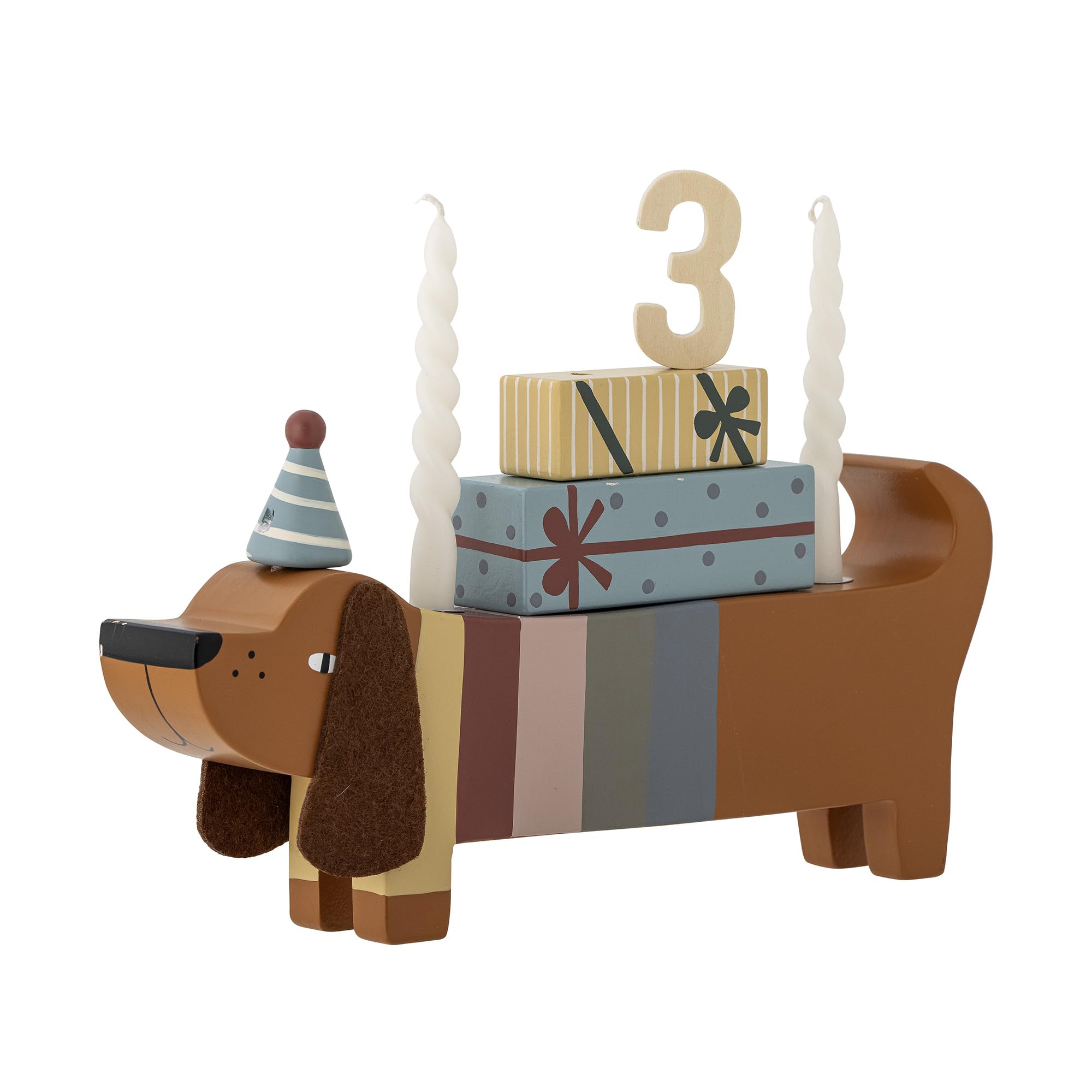 Bloomingville Mini Charlie Decorazione di compleanno in legno FSC per compleanni per bambini con spazio per 2 candele treno di compleanno