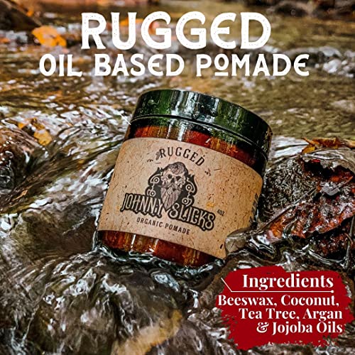 Johnny Slicks Rugged Oil Based Pomade - Organic Hair Pomade For Men With Low To Medium Hold - Promotes Healthy Hair Growth And Helps Hydrate Dry Skin - (4 Ounce) #TOP1