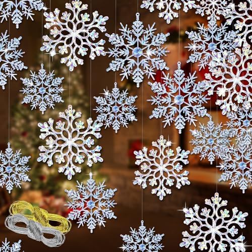 40 Pieces Sparkling Christmas Snowflake Ornaments, Various