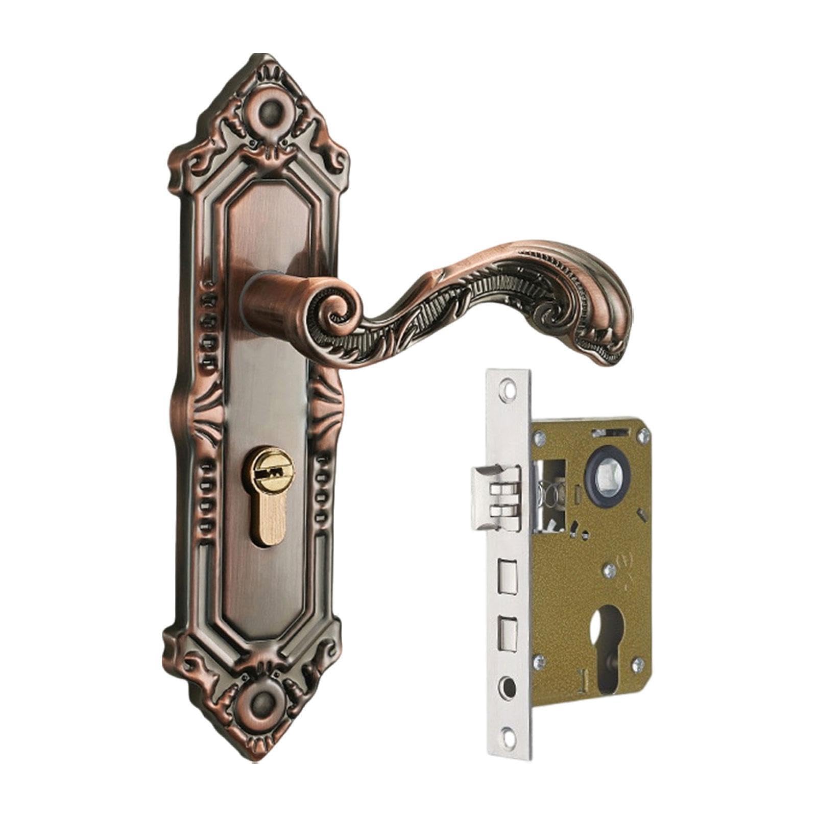 MagiDeal European Style Door Handle Vintage Door Lock Easy Installation Sturdy for Home and Guard Retro for Interior Room for Kitchen, Style A