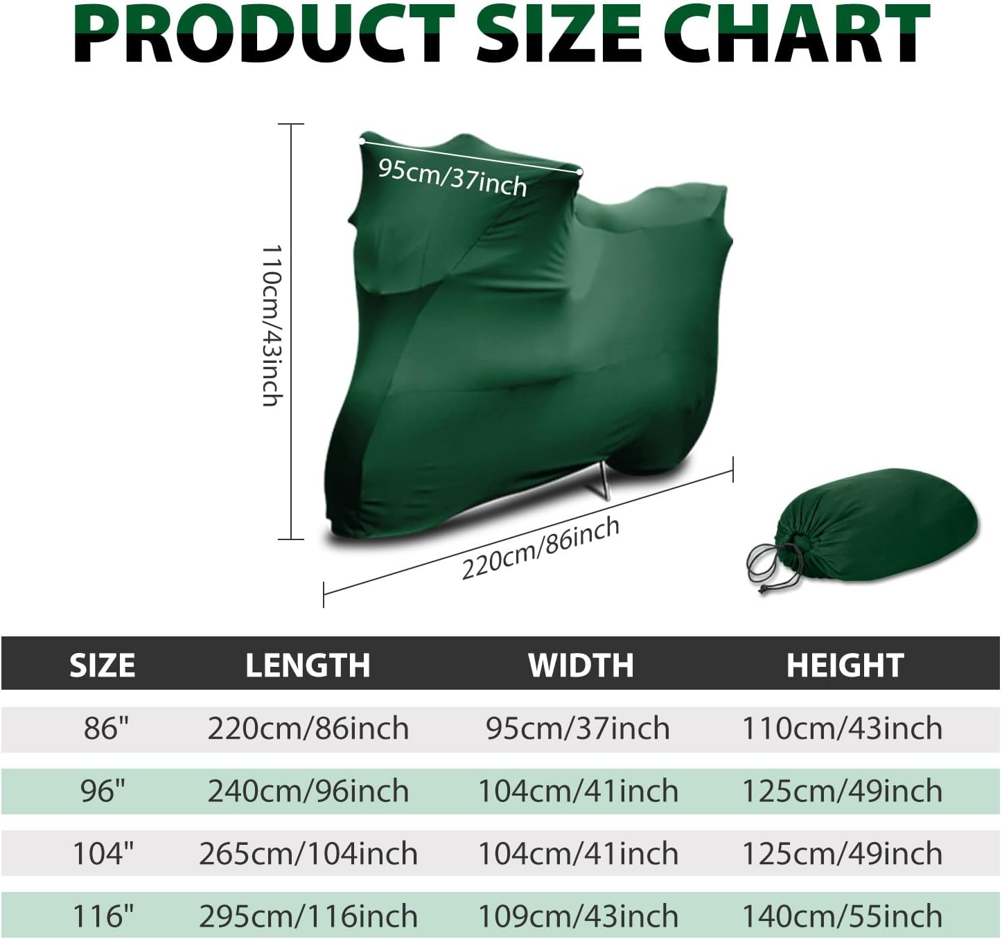 WinPower Indoor Motorcycle Cover, Soft Stretch Breathable Dustproof Scratch Protection Elastic Powersports Vehicle Covers, 86inches