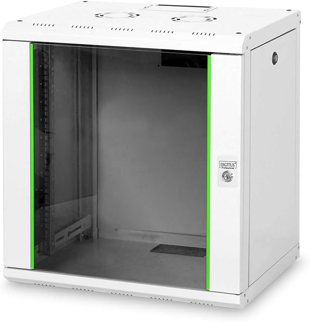 DIGITUS Szafa sieciowa 19 cali 12 U - montaż ścienny - głębokość 450 mm - max. obciążenie 100 kg - seria Unique - drzwi szklane - szary
