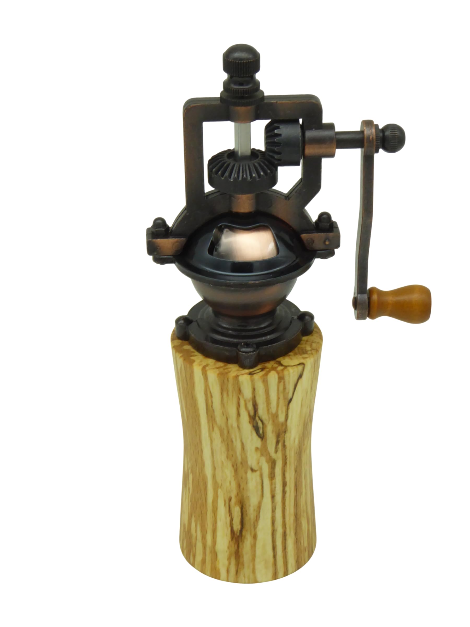 Holz Pfeffermühle Nostalgie handgemacht aus Edelhölzern | handgedrechselt | mit Kurbel | Gewürzmühle | Unikate | tolle Geschenkidee (Buche gestockt)