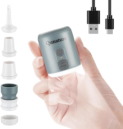 Bomba de aire portátil con linterna de campamento, mini bomba de colchón de aire para inflables, bomba pequeña recargable para colchonetas de