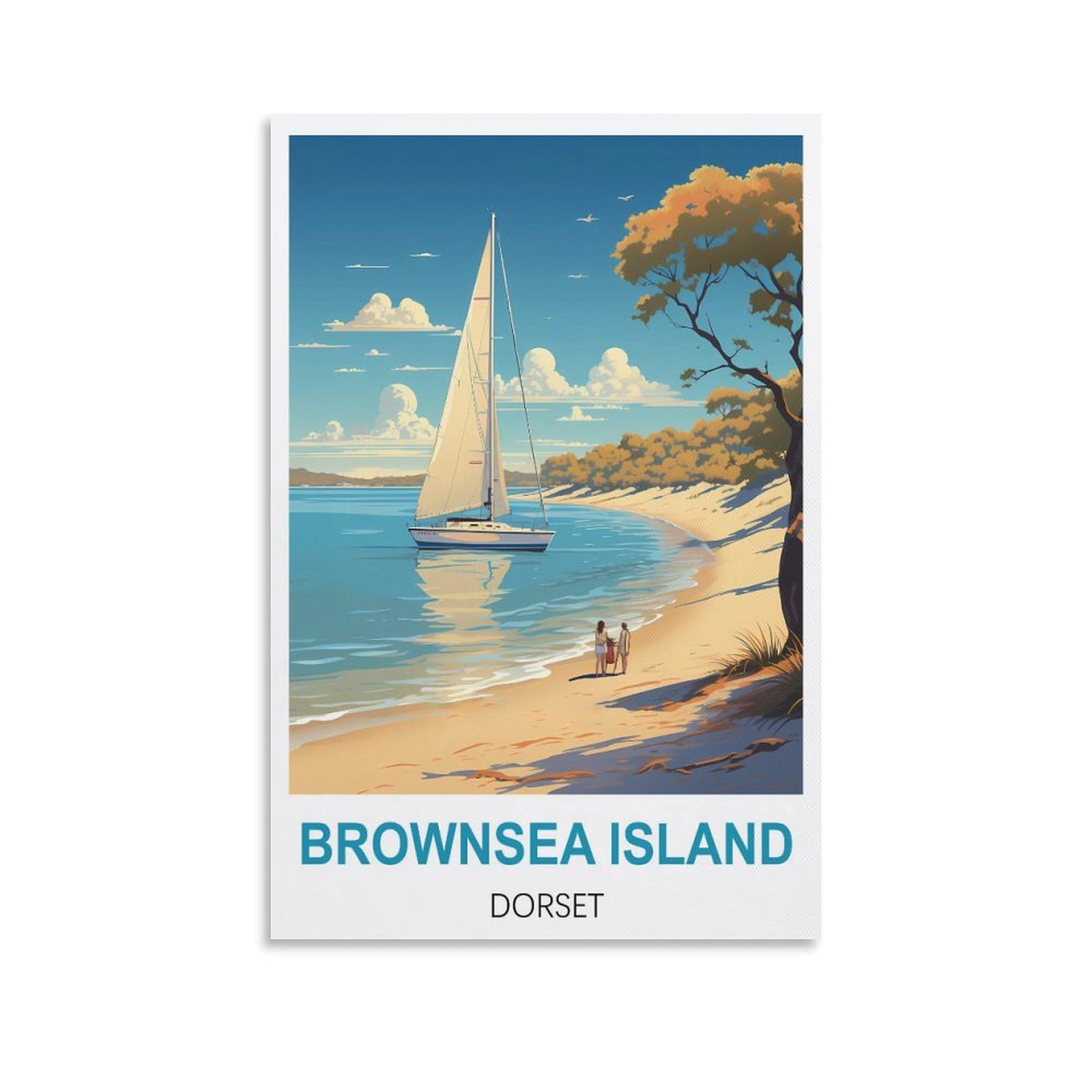 Vintage Metal Tin Wall Sign Brownsea Island Dorset Art Plaque Poster Wall Decor for Home Tool Room Bar Club Restaurant Cafe 15x30cm