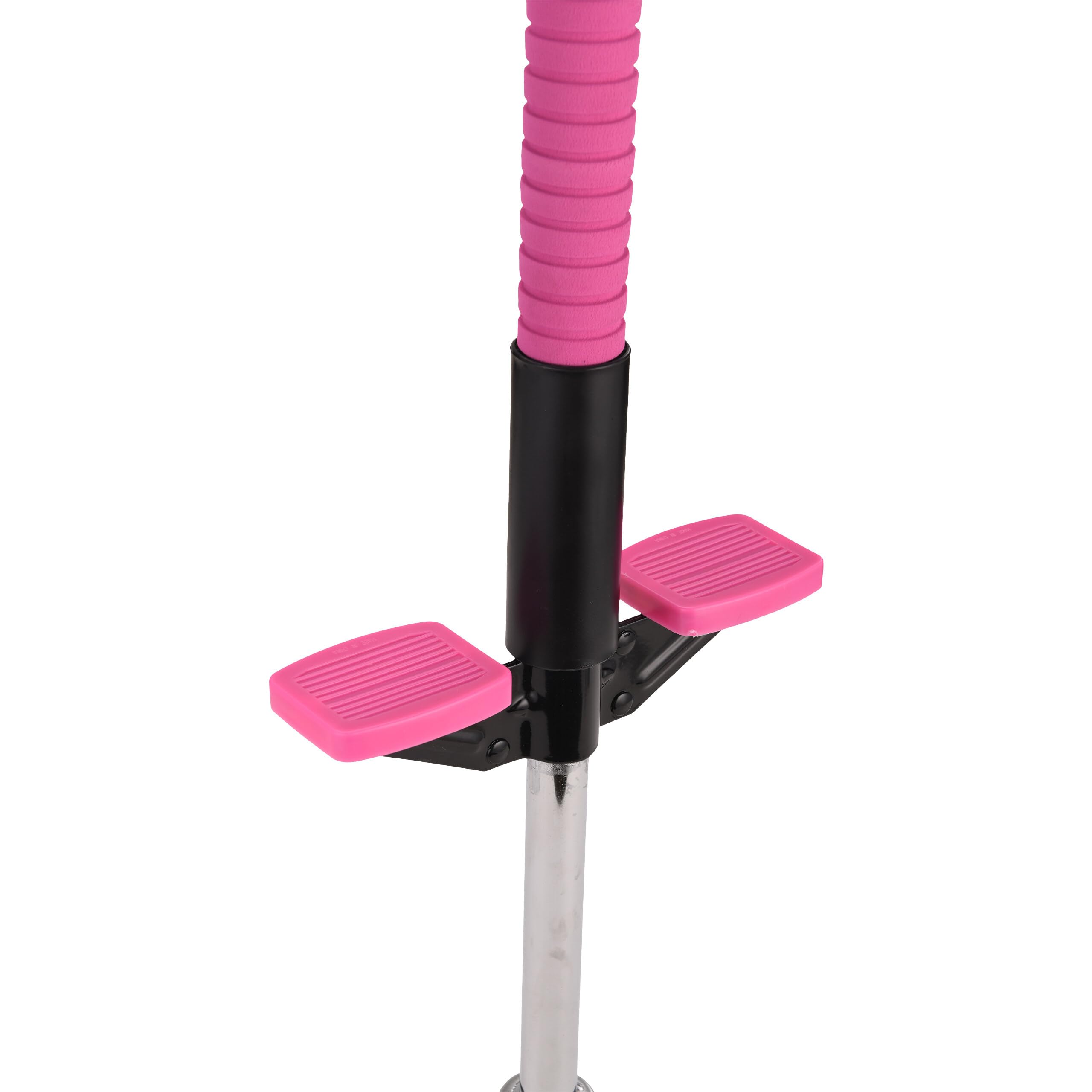 Relaxdays Pogo Stick, für Kinder, Springstock bis 35 kg, gepolststert, Sprungstab Outdoor, rutschfest, Edelstahl, pink