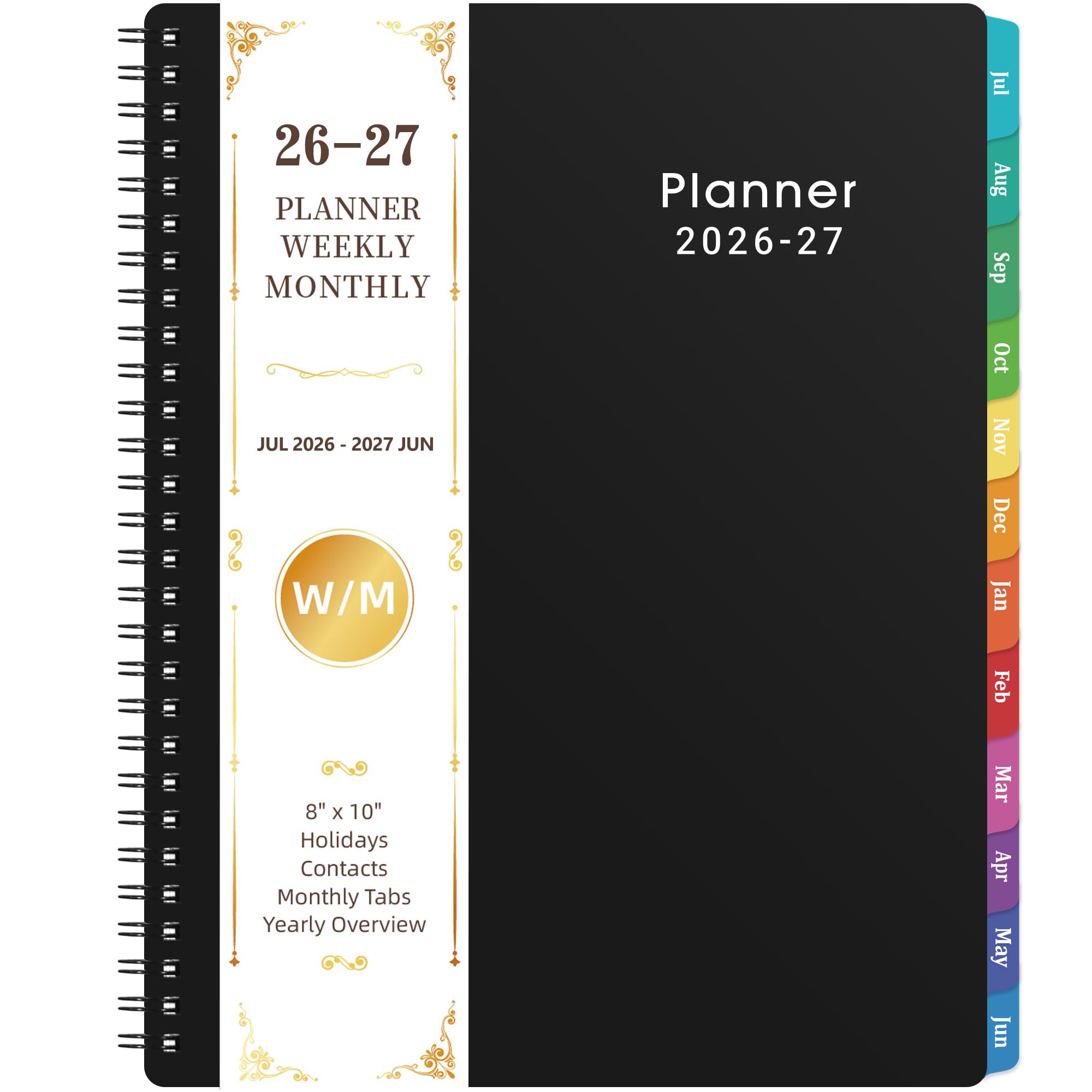 Planner 2026-2027 - 8'' x 10'', JUL 2026 to JUN 2027, 2026-2027 Calendar, Weekly and Monthly, with Monthly Tabs, Yearly Planner 2026-2027, Calendar Planner with Twin-wire Binding, Flexible Cover