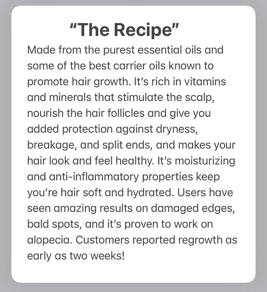 The Recipe Hair Growth Oil 4 oz.