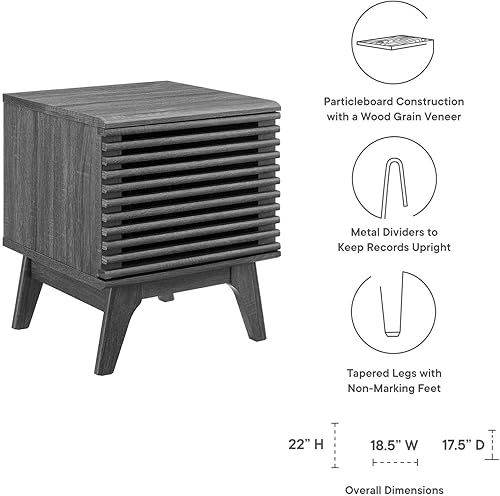 Miniatura 7 de Modway Render Mid-Century - Soporte para discos de vinilo de 19 pulgadas, color carbón