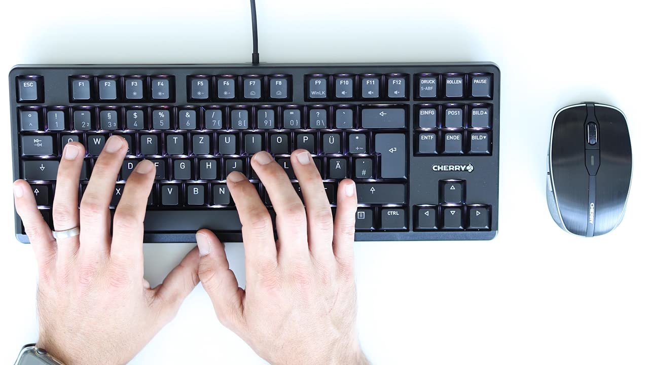 Cherry G80-3000N RGB TKL, Teclado Gaming con Cable y sin Teclado Numérico, Distribución de Teclado Europeo (QWERTY), Iluminación RGB, Switches MX Silent Red Originales, Negro