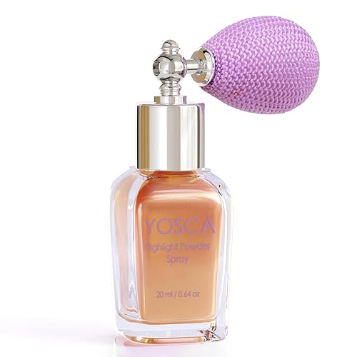 YOSCA Spray de polvo iluminador, 0.7 fl oz (0.7 fl oz) de grado cosmético de alto brillo corporal brillo polvo de hadas iluminador brillo polvo